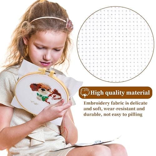 6 Pièces 20 x 20 CM Tissu pour Point de Croix,Blanche Tissu à Broder en pur Coton,Réserve Classique Toile Aida,Meilleure Qualité Tissu Broderie, pour la Confection de Vêtements Travaux,Manuels thumbnail 4