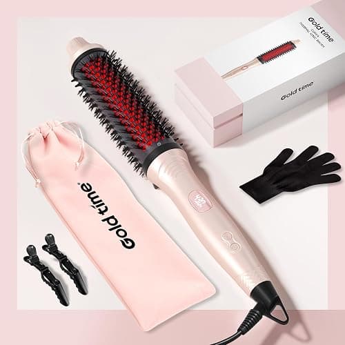 Infrared Thermal Brush, 1.65 inch Heated Round Brush for Blowout Look, Universal Voltage, Negative Ion Technology, 6 Temperature Settings, Less Damage, Pink Gifts for Women Teen Girls thumbnail 7