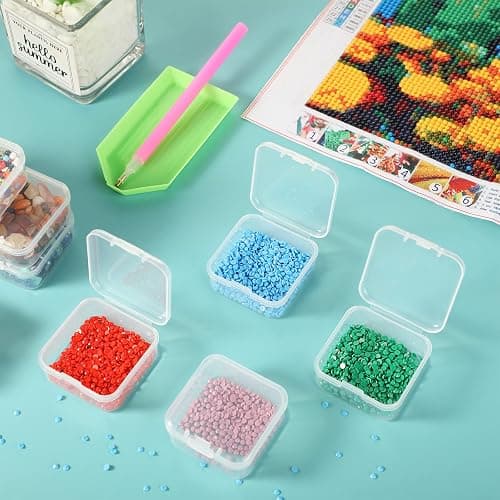 SATINIOR 24 Packs Small Clear Plastic Beads Storage Containers Box with Hinged Lid for Storage of Small Items, Crafts, Jewelry, Hardware (1.7 x 1.7 x 0.8 Inches) thumbnail 6