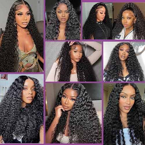 Nervoss 24Inch 13X6 Lace Front Wigs Human Hair 200% Density Deep Wave HD Transparent Lace Front Wigs Human Hair Pre Plucked Glueless Wigs Deep Curly Human Hair for Women With Baby Hair thumbnail 7