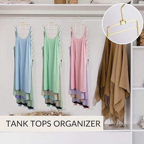 ZEDODIER 2 Pack Tank Top Hanger Space Saving, Bra Hangers for Closet Organizer, Hanging Bra Organizer Tank Tops Holder with 16 Hooks, Metal Closet Organizers and Storage Small Space Solutions, Gold thumbnail 4