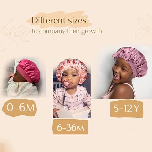 YANIBEST 2 PCS Baby Bonnet Silk Satin Bonnet for Kids Sleeping Cap Curly Natural Hair Silk Bonnets for Girls Boys Infant thumbnail 4
