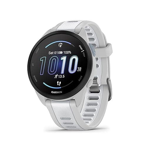 Garmin Forerunner 165, Running Smartwatch, Colorful AMOLED Display, Training Metrics and Recovery Insights, Whitestone - Image 1