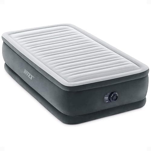 Intex Twin Size Air Mattress, 18in Height, Built-in Pump, Dura-Beam Deluxe Comfort-Plush - Portable Inflatable Blow-up Bed for Camping, Travel, Guests - Image 1