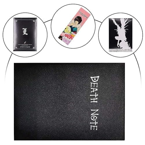 Death Note Notebook with Feather Pen, Best Gifts for Cosplay Lovers, Can Be Used As Diary and Notebook. (with Feather Pen and L-Shaped Necklace) thumbnail 4