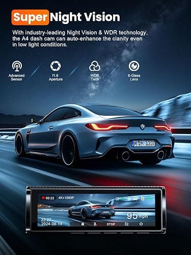Affver 4K Dash Cam Front and Rear, Built-in 5G WiFi GPS, 64GB Card Included, 3.59'' IPS Screen Dash Camera for Cars, Dual Dashcam with G-Sensor, Loop Recording, WDR, Night Vision, 24H Parking Monitor thumbnail 7
