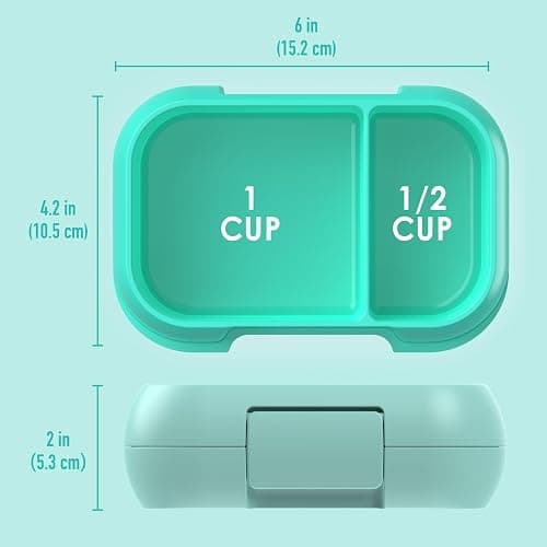 Bentgo Kids Snack - 2 Compartment Leak-Proof Bento Box Container for Snacks and Small Meals, Easy-Open Latch, Dishwasher Safe, BPA-Free for School, Daycare, & Sports - Ideal for Ages 3+ (Aqua) thumbnail 3