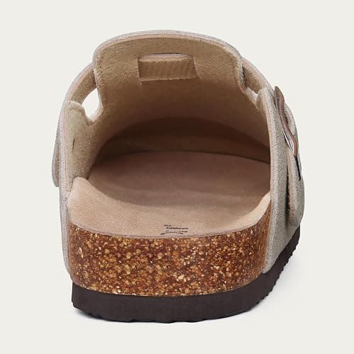 KIDMI Genuine Suede Clogs for Women Cork Footbed Sandals Leather Mules Potato Shoes with Arch Support thumbnail 5