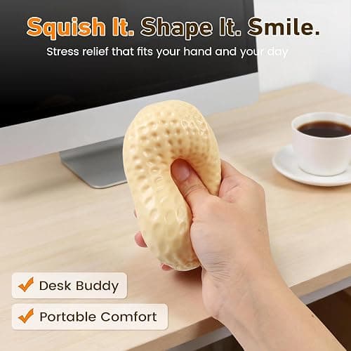 Crunchy Peanut Squishy - Stress Relief Moldable Coconut Oil Squishy | Single Pack, Soft & Shapeable, Realistic Peanut Design for Adults & Teens, Zero Rebound, 4.33" x 2.16" thumbnail 4