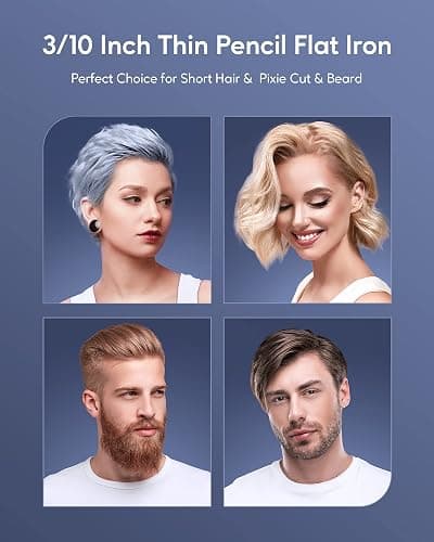 Wavytalk Pencil Flat Iron, 3/10" Small Iron for Short Hair, Pixie Cut and Bangs, Tiny Beard Straightener with Dual Voltage & Adjustable Temp, Mini Hair Edges Heating Up in 15s thumbnail 5