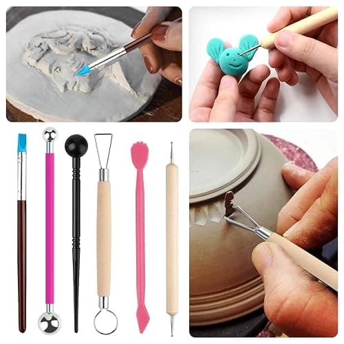 38pcs Outils kit poterie,Outils de Sculpture，Outil Sculpture Modelage, Outil Modelage Clay Sculpting Tools, Avec Sac Rangement，pour Céramique, Art Gaufrage, Menuiserie, Artiste DIY thumbnail 5