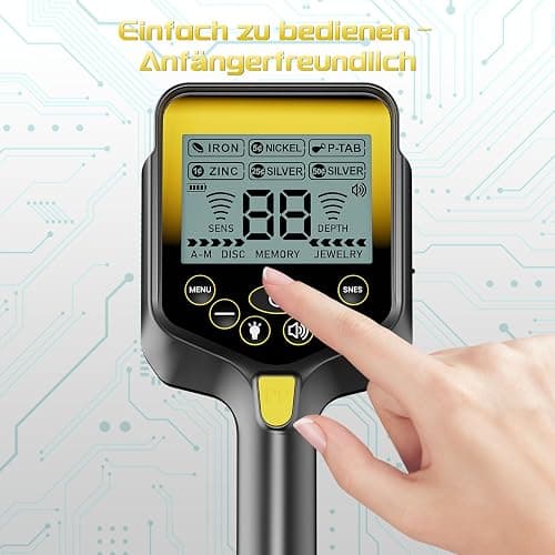 LOLARAN Metalldetektor Profi für Erwachsene Kinder, Gold Detektor Wiederaufladbare Lithiumbatterie Metallsuchgerät Pinpointer Kabelloser Einziehbarer Faltbarer Metalldetektor Wasserdicht thumbnail 7