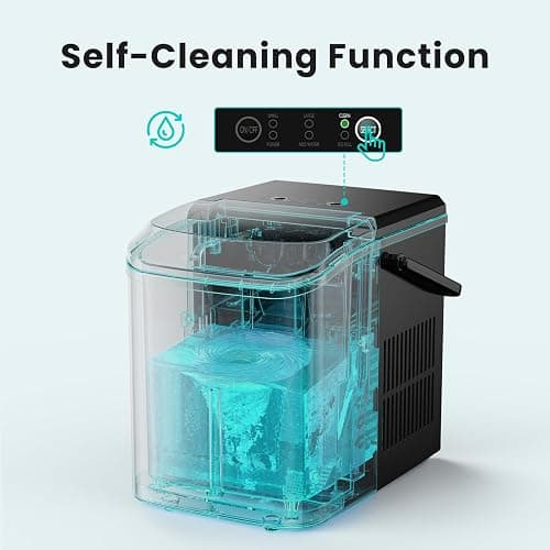 OLIXIS Ice Maker Machine with Handle,26lbs in 24Hrs,9 Ice Cubes in 6 Mins,Auto-Cleaning Portable Ice Maker with Basket and Scoop, Countertop Ice Maker for Home/Kitchen/Camping/RV, Sleek Black thumbnail 6