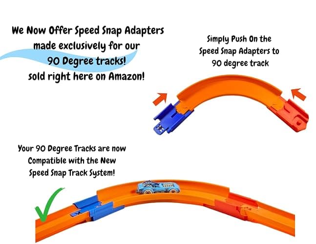 90 Degree Curved Tracks Compatible with Hotwheels Racing Tracks - Set of 4 with 180 Degree Connection thumbnail 7