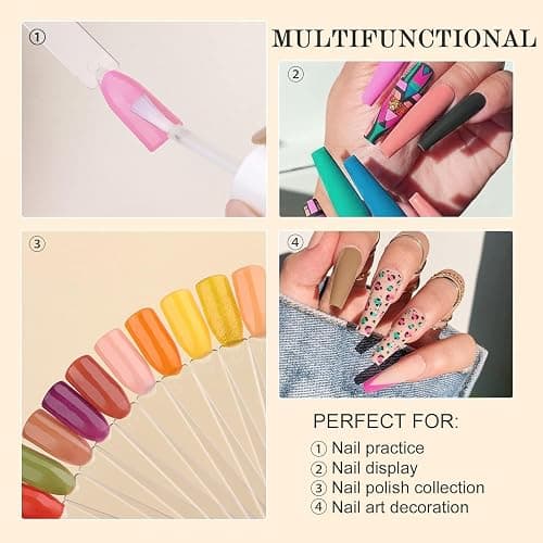 Nail Color Swatch Sticks 50PCS Clear Fan Display Tips With Ring | Nail Sample Tips With Number Stickers, For Polish Color Display Practice, Salon, Home Manicure thumbnail 7