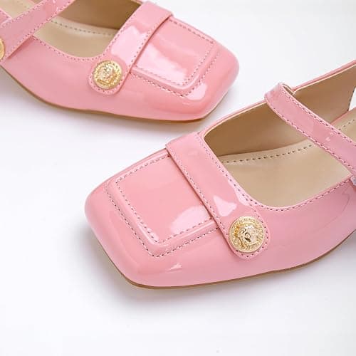 Slingback Mary Jane Heels for Women Low Block Heel Closed Square Toe Pump Shoes Heels Classic Daily Office Dressy Shoes thumbnail 3
