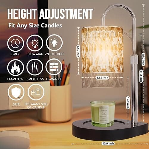 GEEZO Fragrance Candle Warmer Lamp，Electric Candle Warmer with Timer & Dimmer，Mom Christmas Birthday Gifts for Women, House Warming Gifts New Home Bedroom Decor thumbnail 2