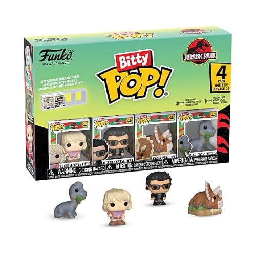 Funko Bitty Pop! Jurassic Park: Ellie Sattler, Ian Malcolm, Triceratops, and Brachiosaurus, with a 1 in 6 chance for a Surprise Mystery Figure - 0.9 Inch (2.2 Cm) Collectable - Gift Idea - Cake Topper - Image 1
