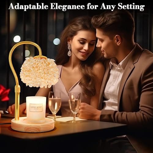 Hisummer Candle Warmer Lamp with Timer, Dimmable Candle Lamp Warmer with 312 K9 Crystals Adjustable Height Electric Candle Warmer for Women Gifts, Wax Warmer Lamp with 2 Bulbs for Jar Candles thumbnail 8