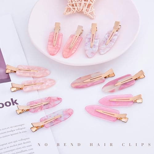 Cptots No Crease Creaseless No Bend Hair Clips For Styling Non Slip Flat Clips For Makeup Hair Accessories For Women,Pink,12 PCS thumbnail 2