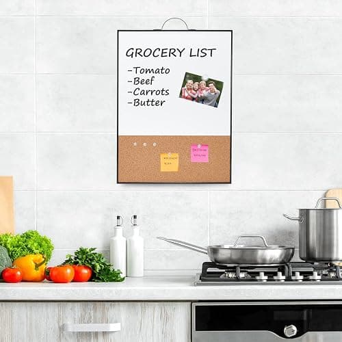 TSJ OFFICE Small Whiteboard Cork-Board - 16" X 12" Portable Aluminum Black Framed Magnetic Dry Erase Board, Small Bulletin Cork Board with Holder for Office, Home and School thumbnail 6