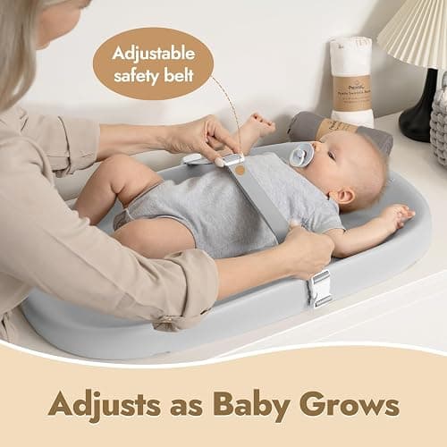 Papablic Wipeable Baby Changing Pad with Removable Safety Strap, Easy to Clean & Non-Slip Waterproof, Changing Pad for Dresser,Bed thumbnail 4