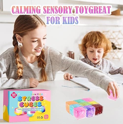 24 Pack Slow Rising Ice Cube Squishy Stress Balls，Stress Cube for Adults Kids , Sensory Fidget Toy for Anxiety Relief, Square Squeeze Toy for Classroom Prizes, Mini Nice Cube Squishy for Party Favors thumbnail 6