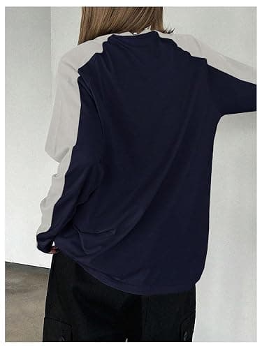 SHENHE Women's Color Block Crew Neck Star Graphic Raglan Shirt Loose Long Sleeve Tee Top thumbnail 2