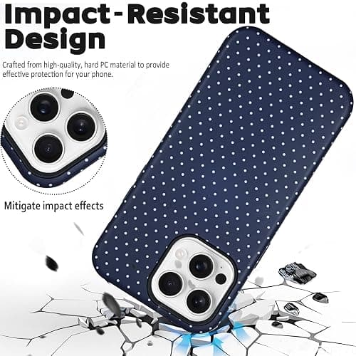 SenRiCase for iPhone 13/14 Case Cute Polka Dot Phone Case Compatible with MagSafe, Dual-Layer Shock Protection (Hard PC + Silicone) - Aesthetic Protective Phone Cover for Women Girls, Navy thumbnail 3