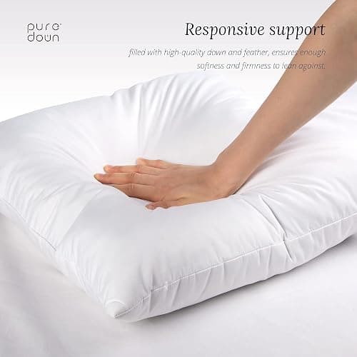 puredown® 18 x 18 Decorative Feather Down Throw Pillow Inserts (Set of 2, White) for Sofa, Couch, Bed, Machine Washable thumbnail 4