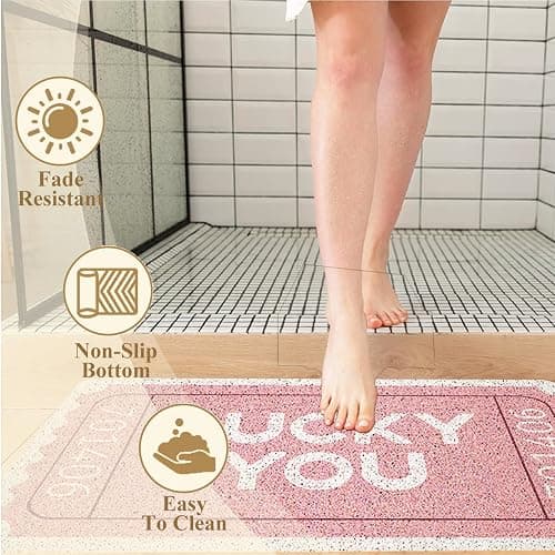 WARDOS Preppy Pink Door Mat, Lucky You Trendy Pink Doormat for Front Door Indoor Outdoor Entrance Porch, Retro Funky Y2K Preppy Welcome Mat for Girls Dorm Apartment Bathroom, 17x30 Inches thumbnail 8