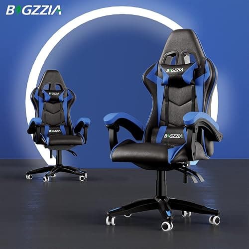bigzzia Gaming Stuhl Ergonomisch, Gaming Sessel, Pc Stuhl, Gaming Chair, 90-135° Rückenlehne Gamer Stuhl Mit Kopfkissen Und Armlehnen für Jugendliche und Erwachsene Blau thumbnail 8