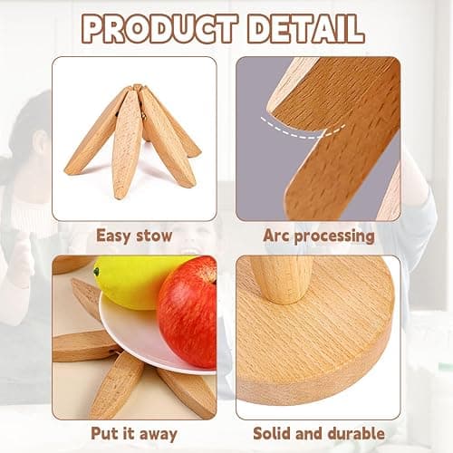Wooden Cup Coaster Set，Tree Shape Trivet Set,Tree Coasters- 4 Wooden Trivets + 1 Stand stored for hot Dish/Pot/Bowl/teapot/hot Pot Set (Brown) thumbnail 7
