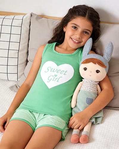 MyFav Big Kids Girls Sleeveless Sleepwears Hearts Shape Striped Pajama Nightgown thumbnail 4