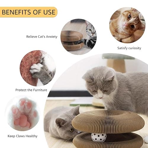 Cat Toy, Magic Organ Cat Scratch Board, Compact Cats Accordion Toy, Interactive Cardboard Cat Scratcher Pad Toys with Bell Ball for Indoor Exercise thumbnail 4