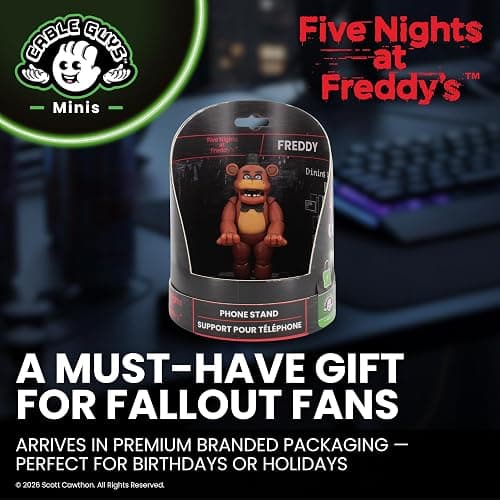 Cableguys Minis Five Nights at Freddy's Freddy Phone Stand & Earbuds Holder - Novelty Phone Stand for Desk Decor and Bedside Accessories, In Ear Headphone Holder for Smartphone & Small Devices thumbnail 6