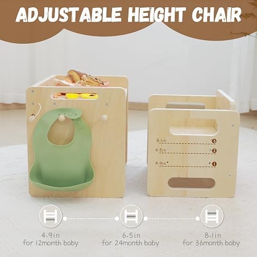 bpmfkid Montessori Weaning Table and Chair Set - Adjustable Design for Toddlers, Ideal for Mealtime, Learning, and Play thumbnail 3