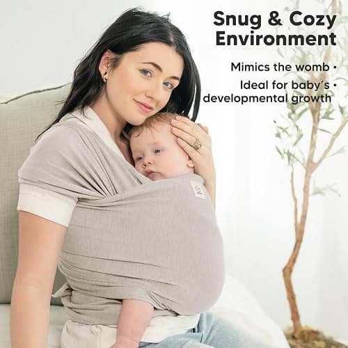 KeaBabies Baby Wrap Carrier - All in 1 Original Baby Carrier Newborn to Toddler Sling, Easy to Wear, Hands Free Bonding, Lightweight, Breathable Infant Wraps (Stone Gray) thumbnail 6