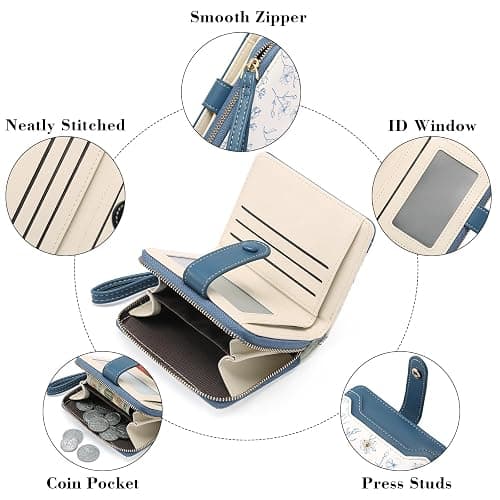 GAEKEAO Small Wallet for Women Leather RFID Blocking Bifold Zipper Pocket Credit Card Holder Purse Wallets with ID Window thumbnail 6
