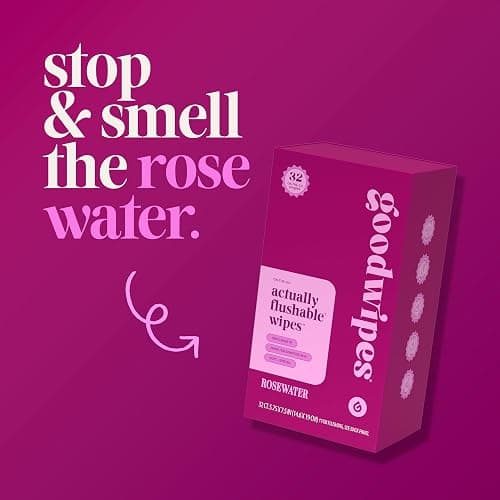 goodwipes Flushable Wipes for Women - Rosewater Individually Wrapped Travel Butt Wipes To Go, Mini Purse & Festival Essentials for Adults, pH Balanced for Feminine Hygiene, 32 Count (1 Pack) thumbnail 6