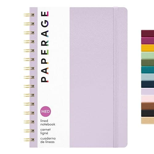 PAPERAGE Lined Spiral Journal Notebook, (Lavender), 160 Pages, Hardcover Journal for Women & Men, Medium 5.5 in x 8 in - 100 GSM, Thick Paper, Spiral Notebook for Work, School & Journaling - Image 1