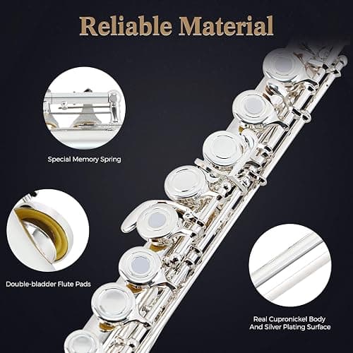 EASTROCK 17 Open Hole Flute with Offset G, Silver Plating 17 Key Flute for Professional with B Foot Joint, Split E Mechanism thumbnail 2