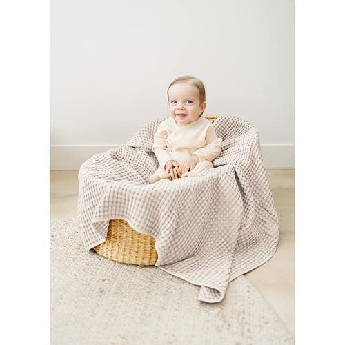 Konssy Waffle Baby Blanket - Soft & Cozy Nursery Swaddle Blanket, Lightweight Toddler Throw for Boys & Girls, Ideal for Wrapping (Oat) thumbnail 6