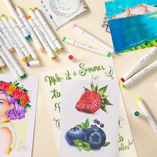 Ohuhu Alcohol Markers Brush Tip -Double Tipped Art Marker Set for Artist Adults Coloring Illustration - 120 Colors- Brush & Chisel Dual Tips- Honolulu of Ohuhu Markers- Refillable Alcohol-based Ink thumbnail 2