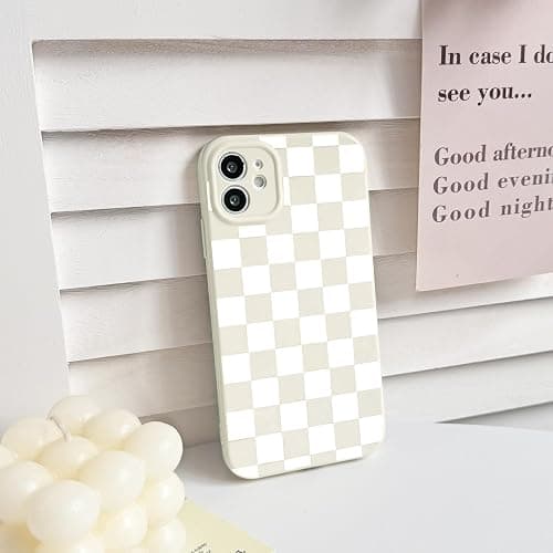 NITITOP Compatible for iPhone 11 Case Cute Checkered - White | Aesthetic Checkerboard Design, for Girls Women Men, Girly, Soft TPU, Full Camera Lens, Protective, Shockproof Phone Cover thumbnail 7