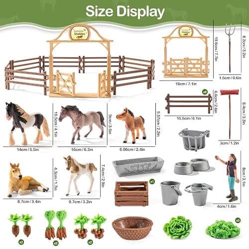 THINKBAY 35 PCS Horses Toys Set for Kids, Solid Realistic Horse Stable Playset Barn Toys for Girls, Ideal Birthday Farm Animals Gift for Toddlers thumbnail 4