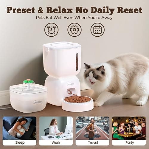 Sandpoy Automatic Cat Feeder and Water Dispenser FW1, 3L Cat Food Dispenser with Locking Lid, Two-in-One Set Timed Dog Feeder for Cats and Puppies, Pet Feeder with Portion Control, 4 Daily Meals thumbnail 3