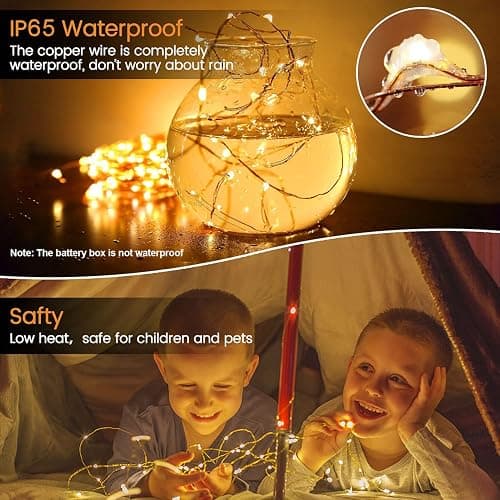 24 Pack Fairy Lights Battery Operated [3 Modes] 7ft 20 LED Mini Twinkle String Lights Waterproof Silver Wire Firefly Starry Lights for Wedding Party Mason Jars Christmas Decorations, Warm White thumbnail 7
