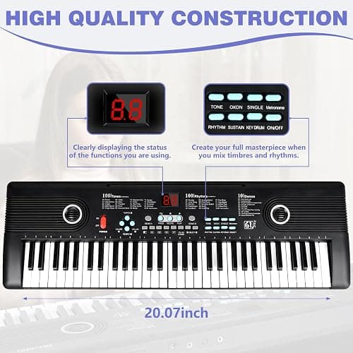 61 key keyboard Piano,Portable Electronic Digital Piano,Built In Dual Speakers,External Microphone,Power Plug,Rich Teaching Content,Multi-Functional Electronic Piano Suitable For Beginners kkek5 thumbnail 6