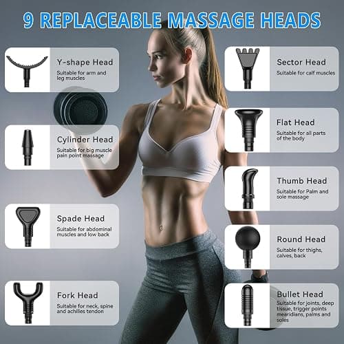 APHERMA Massage Gun, Muscle Massage Gun for Athletes Handheld Electric Deep Tissue Back Massager, Percussion Massage Device for Pain Relief with 30 Speed Levels 9 Heads Black thumbnail 5